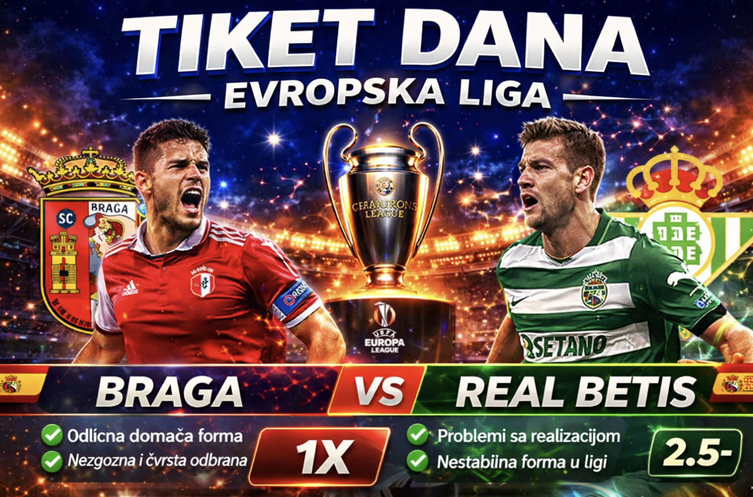 TIKET DANA: Braga vs Betis – Ko je bliži pobedi?