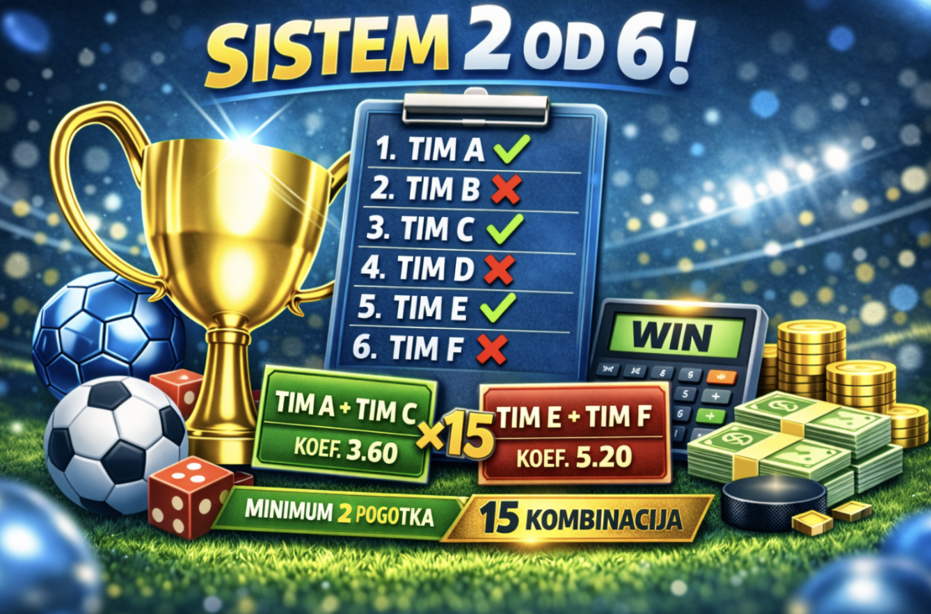 Sistem 2 od 6 u klađenju: kako funkcioniše, kako se računa i kada ima