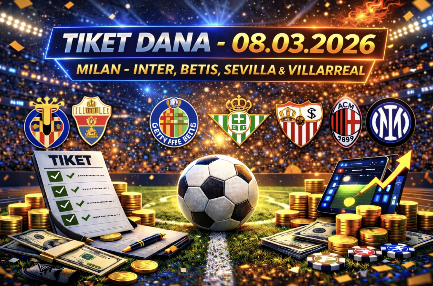 Tiket dana 08.03.2026: Milan – Inter, Betis, Sevilla i Villarreal tipovi