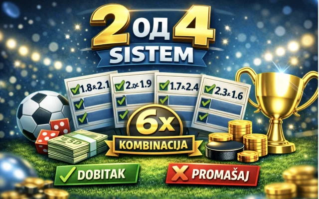 Sistem 2 od 4 u klađenju: kako funkcioniše, kako se računa i kada ima smisla igrati