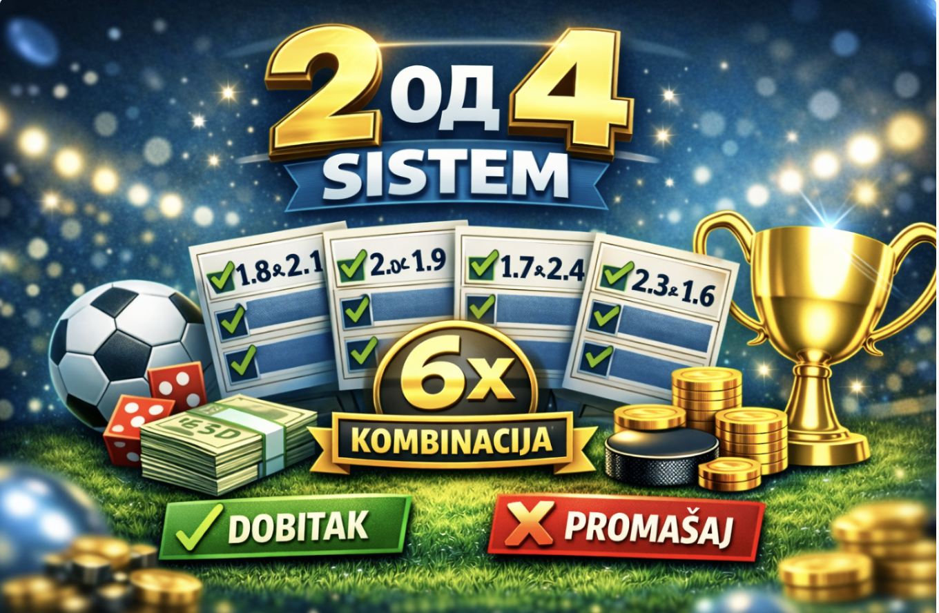 Sistem 2 od 4 u klađenju: kako funkcioniše, kako se računa i kada ima smisla igrati