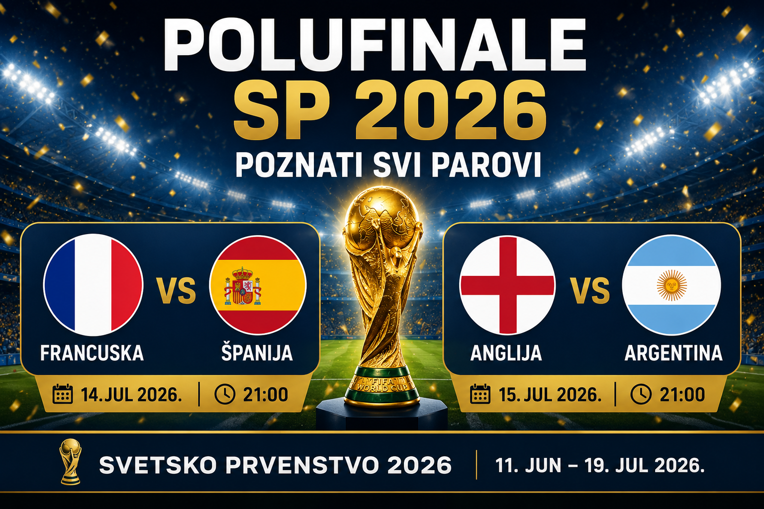 Polufinale SP 2026: poznati svi parovi