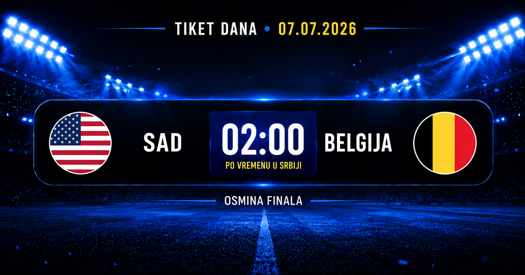 SAD – Belgija: duel za četvrtfinale Svetskog prvenstva 2026