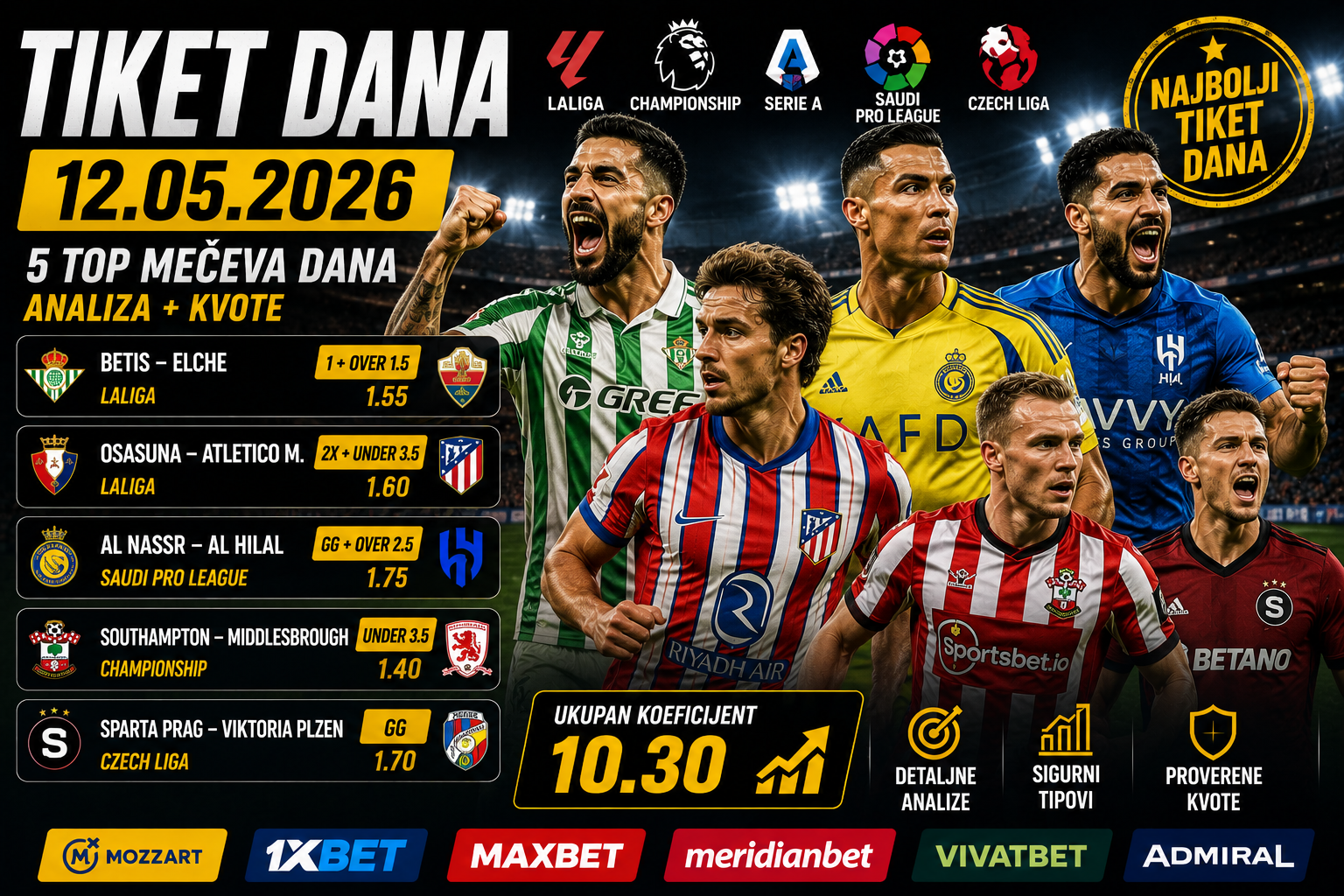 Tiket dana 12.05.2026: analiza i kvote za danas